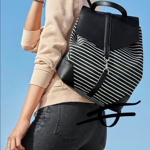 Stella & Dot black and white striped backpack